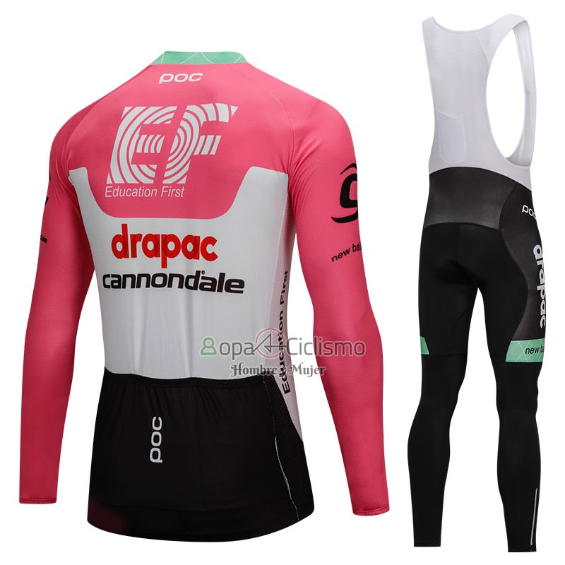 Cannondale Drapac Ropa Ciclismo Culotte Largo 2018 Mangas Largas Blanco y Rosa